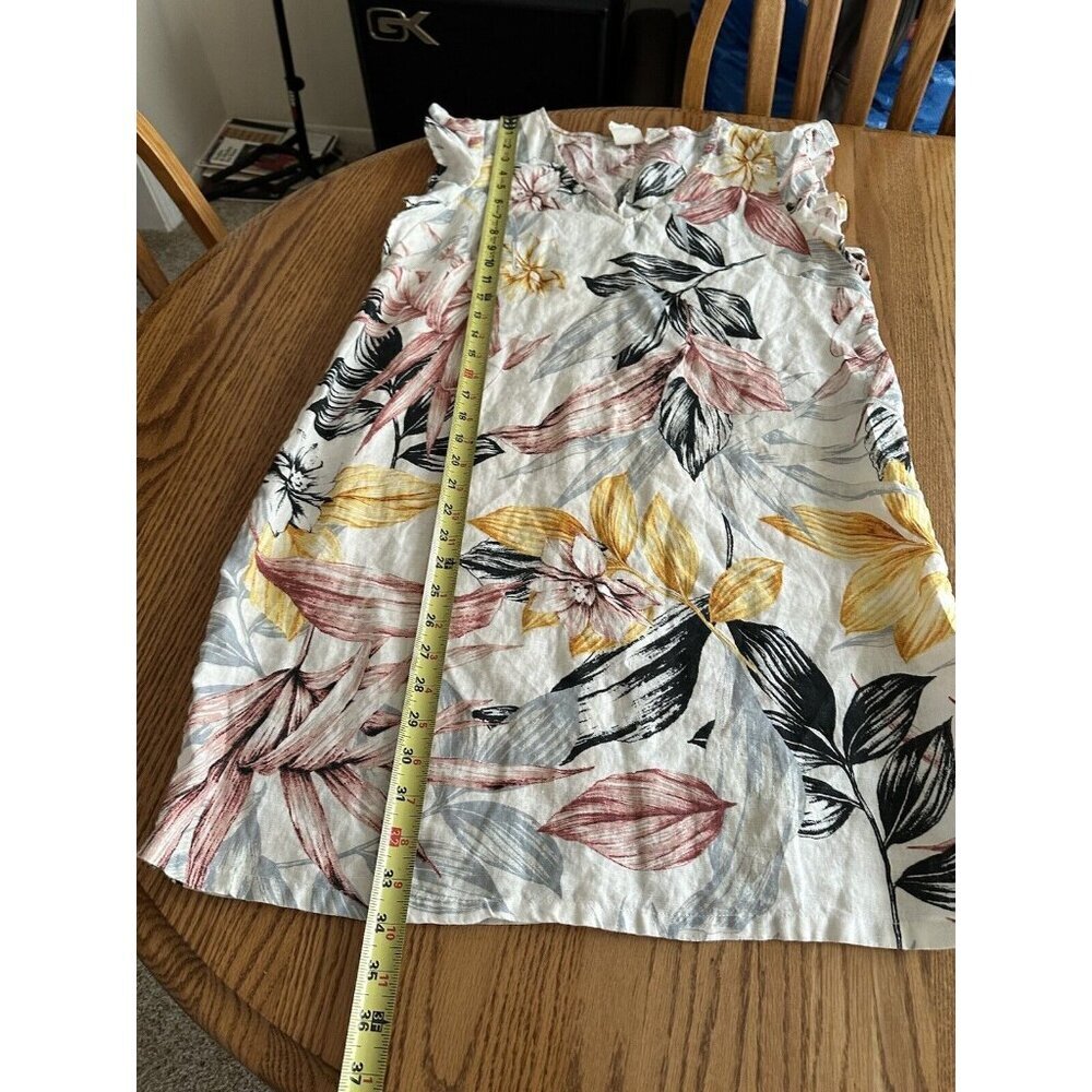 C&C California 100% Linen Tropical  Floral Print Dress Size L - Picture 6 of 9